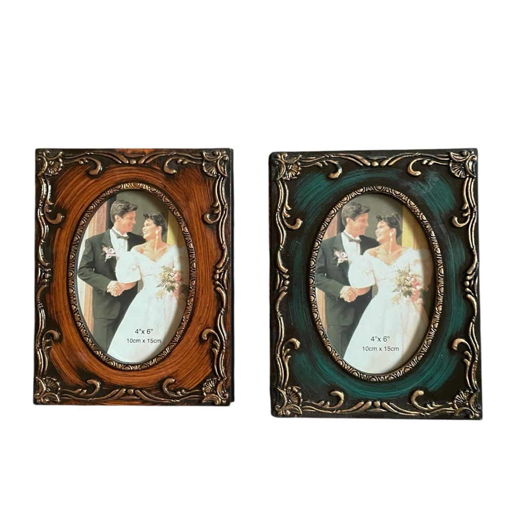 Photo Albums Resin Vintage Keepsake 4x6 Photos Brown Green Lot of Two
